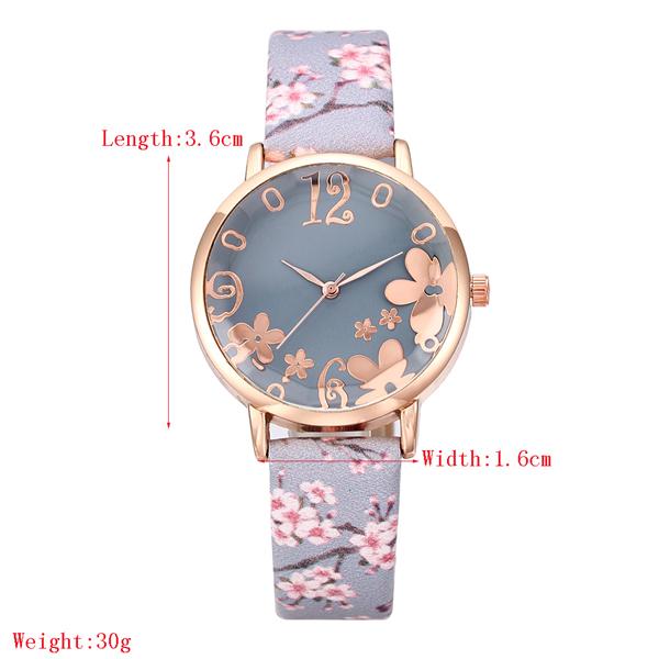 Women Creative Flower Watches Ladies Fashion Casual Leather Quartz Wristwatches Gift Clock