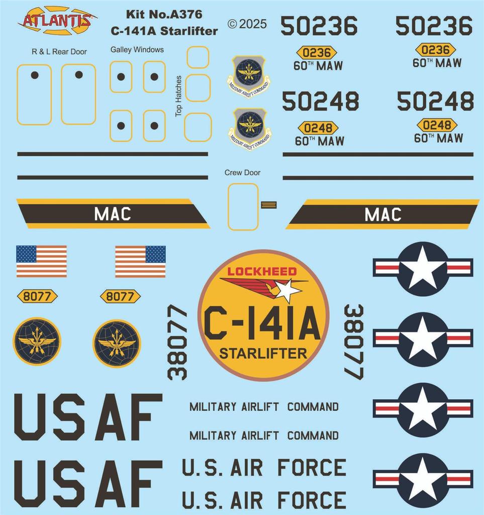 Atlantis Models 1/108 C-141 Starlifter Plastic Model ATLAMCA376 (Airplane)