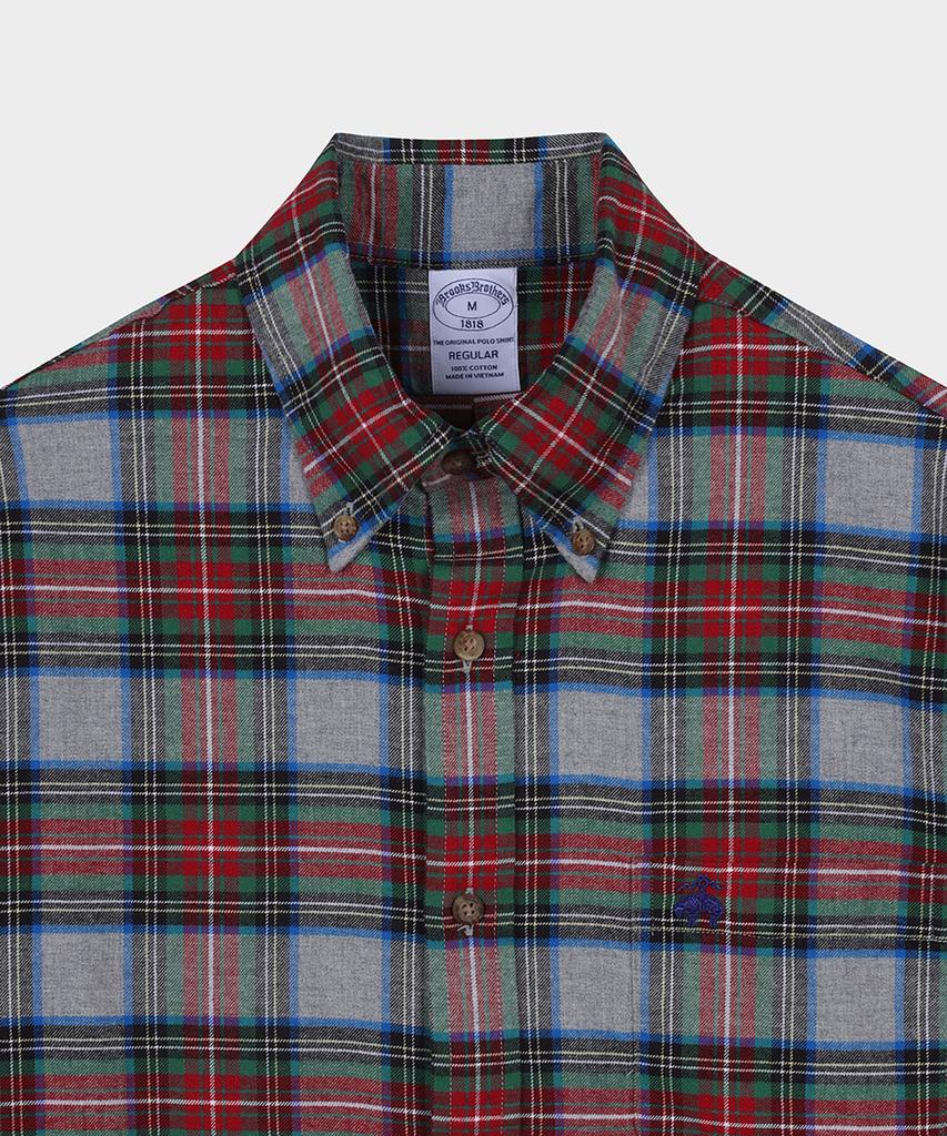 BROOKS BROTHERS Фланелевая спортивная рубашка в клетку тартан (серый) (Bbthmf3576Wef)