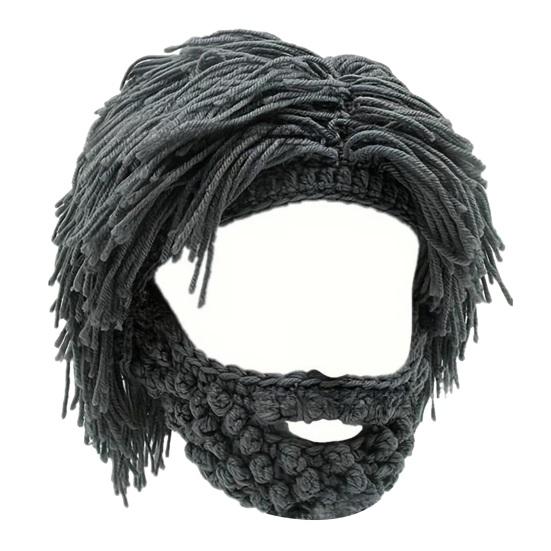 Шерстяная шапка со съемной бородой Теплая Удобная Шапка в стиле панк Аксессуар для Хэллоуина Рождественских вечеринок Косплея