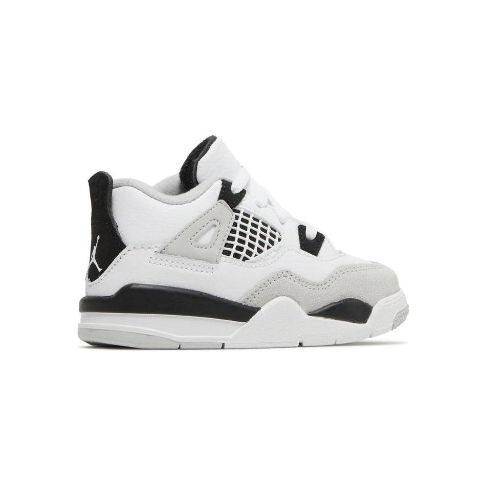 Детские кроссовки Air Jordan 4 Retro TD в стиле милитари, черные, белые, нейтрально-серые, BQ7670-111
