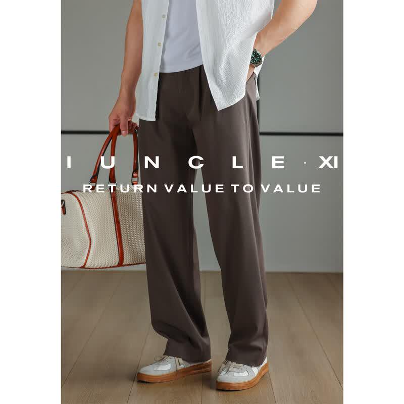 Мужские брюки iunclexi в стиле business casual, устойчивые к складкам, с двумя складками