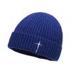 Hat winter men's warm melon fur hat autumn and winter flanged embroidered cross yuppie cold-proof wool knitted hat