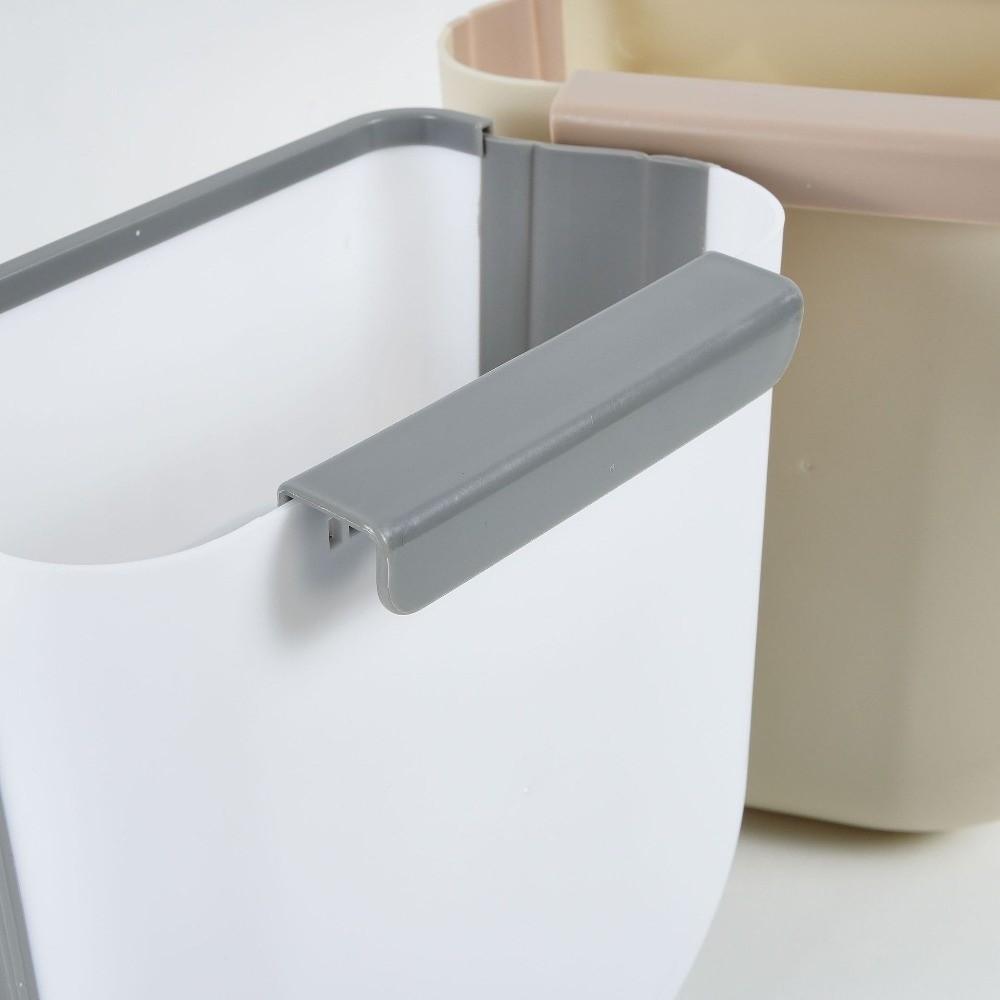 Space Saving Wall-Mounted Trash Bin Plastic Hands-Free Foldable Storage Bin Thickened Large Capacity No-Bending Trash Can