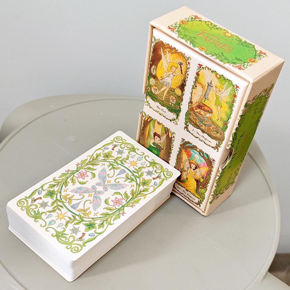 Fairies Tarot Deck 12*7cm  in Rigid Box, 78 Pcs Whimsical Fairy Themed Tarot Cards for Beginners, Double-embossed Cardstock