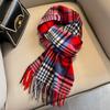 Wool Scarf Women's Autumn and Winter Versatile Red British Plaid Scarf Women's Winter High-end Gift Scarf