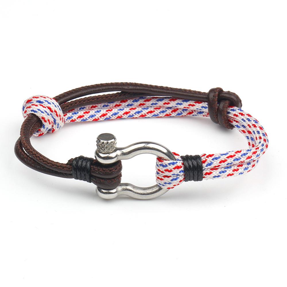 Браслет для выживания в стиле ВМС для кемпинга с парашютным шнуром и якорем для мужчин и женщин из черной нержавеющей стали для спорта