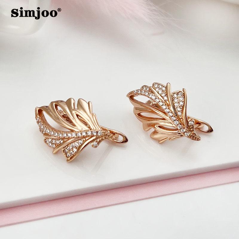 SIMJOO модные осенние серьги с цирконием из розового золота для женщин