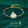 Retro Chinese Court Jade Rabbit Bracelet - Lucky Rabbit Bangle for Christmas and New Year Gifts.