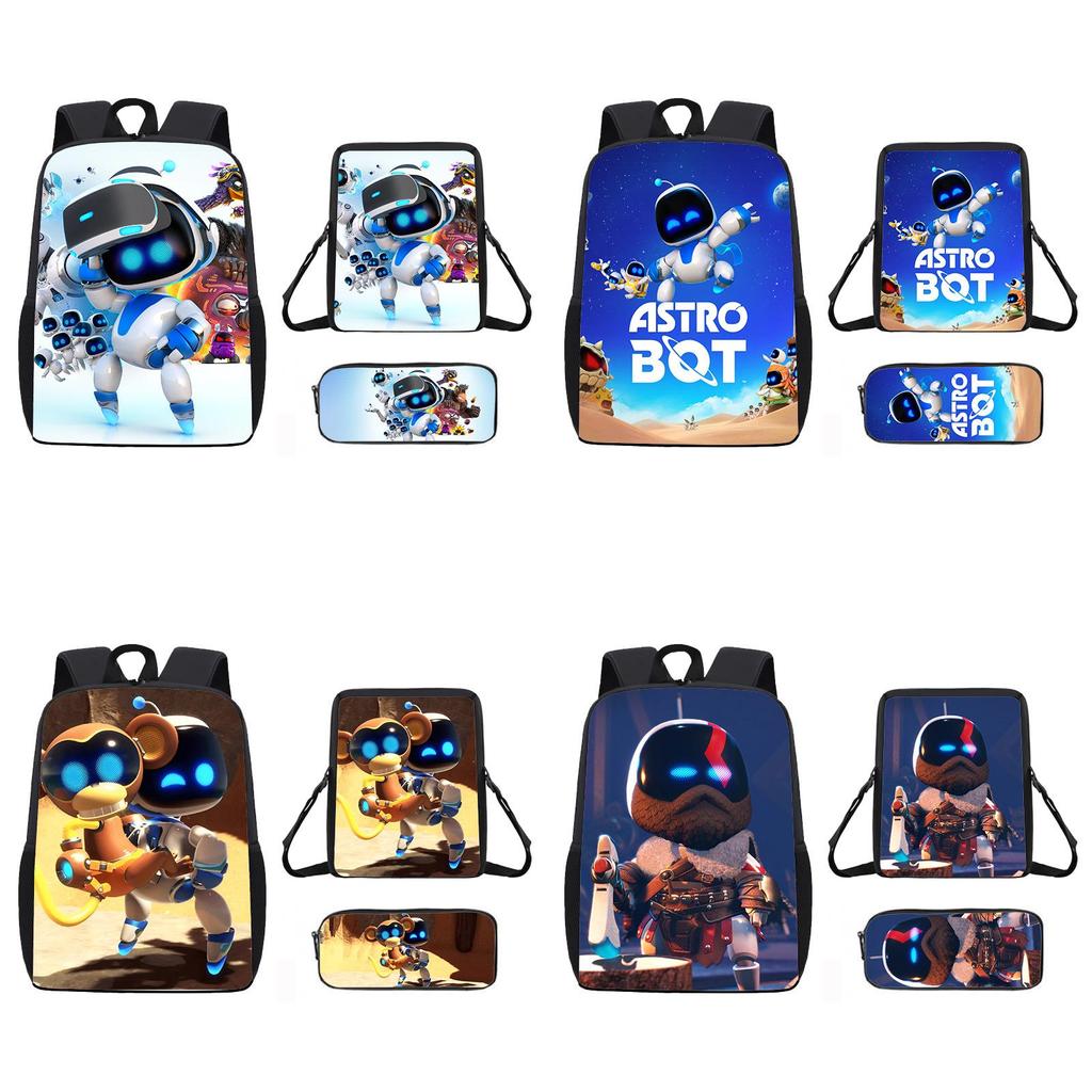 Astro Bot Backpack For Kids With Breathable Oxford Fabric And Cartoon Print For School Use