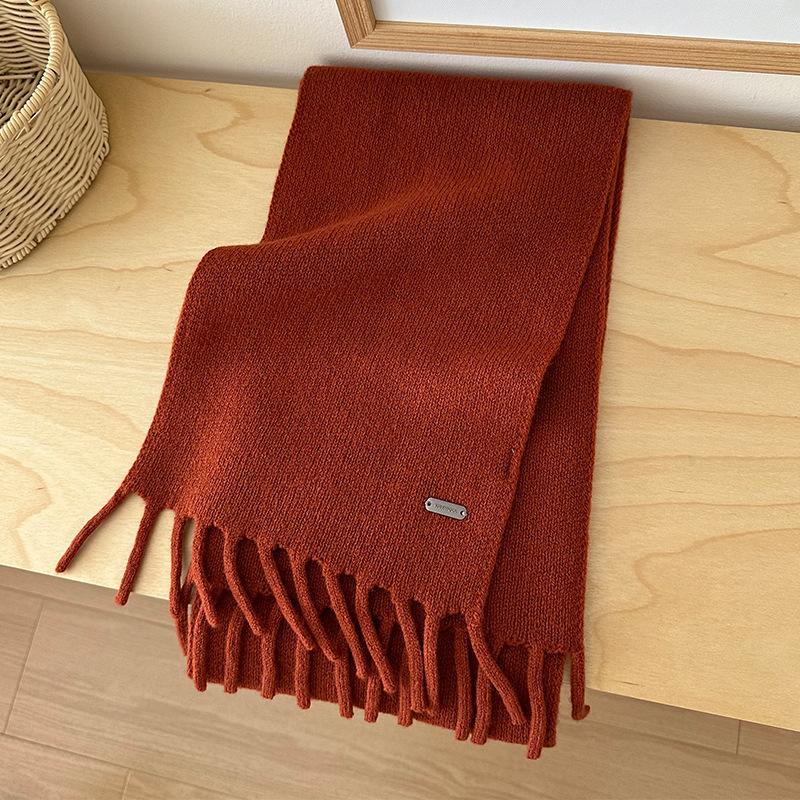 Scarf Women's High-end Tassel Warm Short Pure Wool Small Scarf Men