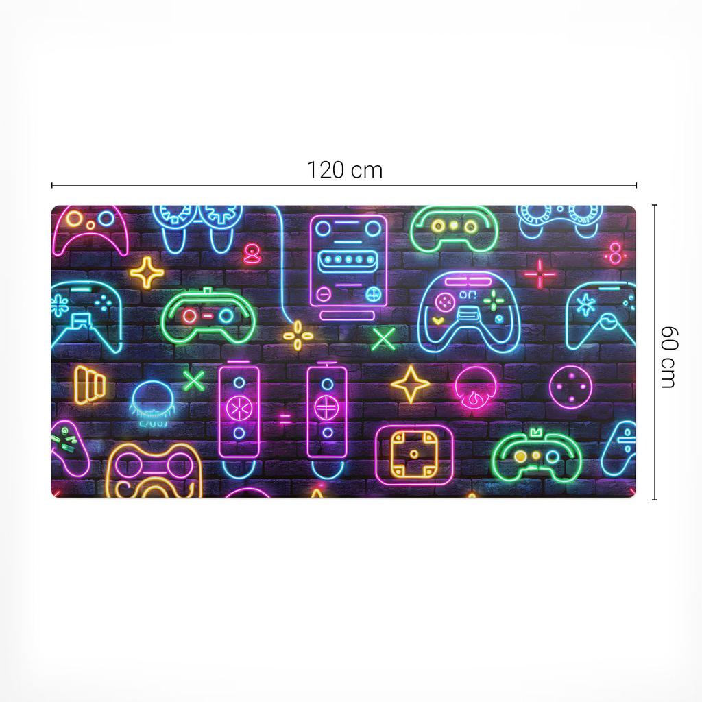 Podkładka Ochronna Na Biurko Z Grafiką Neonowe Kontrolery Gry 120X60 Cm