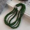 Elegant Green Beaded Necklace with White Pearls and Premium Chain for Women