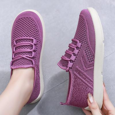 Женская обувь новая летящая тканая повседневная обувь легкая дышащая одинарная обувь мягкая подошва удобная обувь женская простая сетчатая обувь на шнуровке