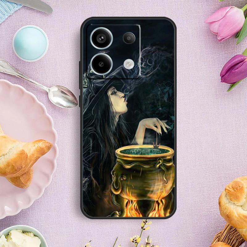 Чехол-страшилка 'Лунная ведьма на Хэллоуин' для Xiaomi Redmi Note 14 10 11 12 13 15 Pro Plus Чехол для Redmi 15 15C 13C 12C 10C 14C