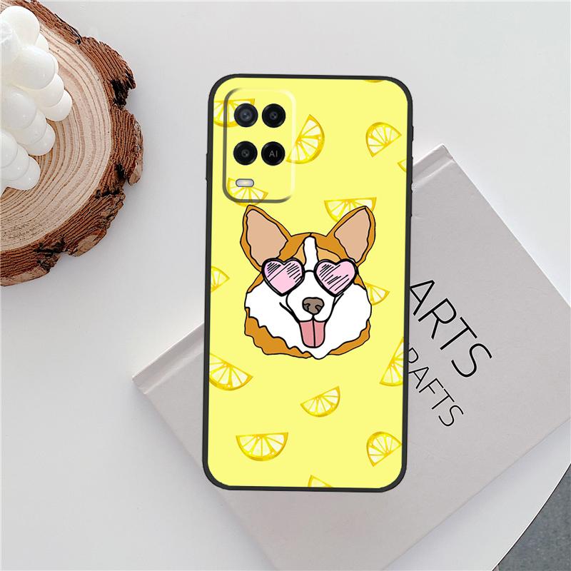 Мультяшный чехол Корги для Oppo A60 A74 A94 A54 A18 A38 A58 A78 A98 A40 A80 A16 A76 A96 A15 A57S A17 A77