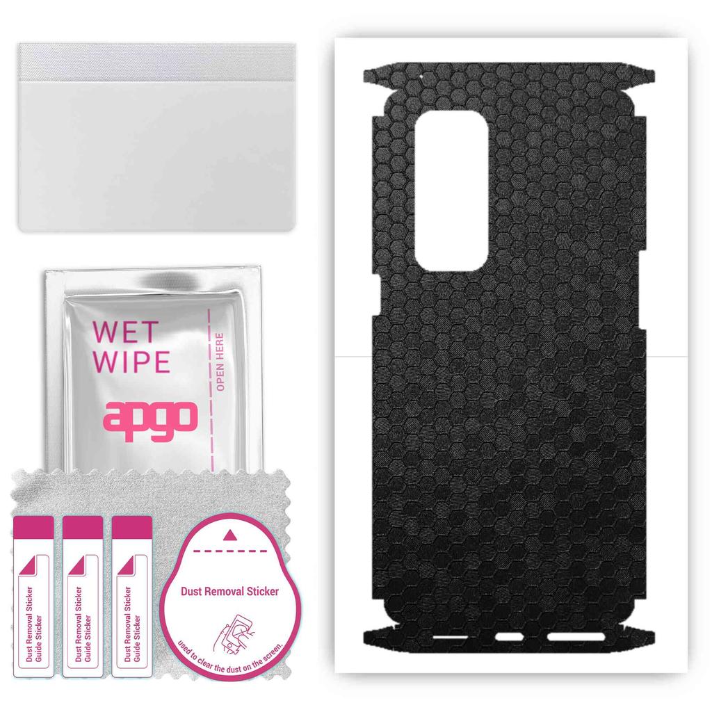 apgo Protective Skin Sticker for the Back+sides Compatible with Oppo Reno5 Pro+ 5G, Full Wrap Film, Foil, Vinyl - Pattern Black Honeycomb