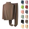 Ladies' Casual And Comfortable Long Sleeved Solid Color With Thick Velvet Sleepwear And Warm Pants Plus Size Set