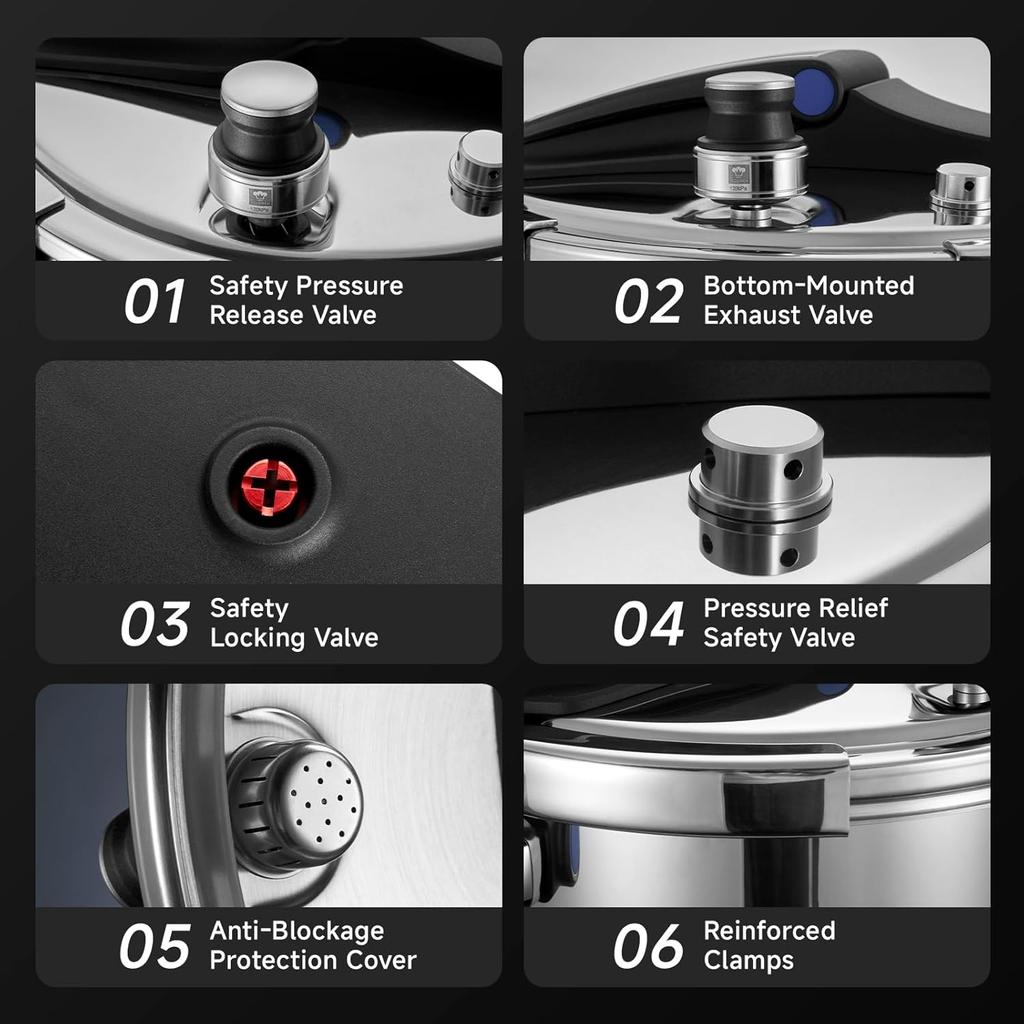 8QT Stainless Steel Pressure Cooker, Olla De Presion, Cooking Pressure Cooker, Compatible with Induction and Gas Stovetops, Dishwasher Safe