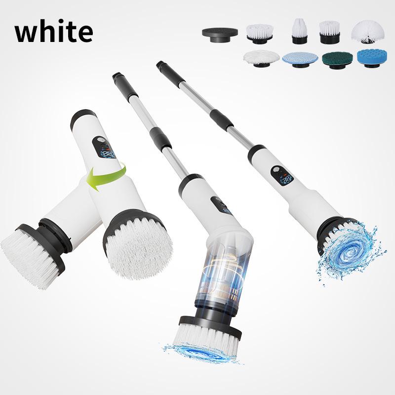 Multi-Functional Electric Cleaning Brush for Kitchen & Bathroom with Telescopic Handle and Digital Display