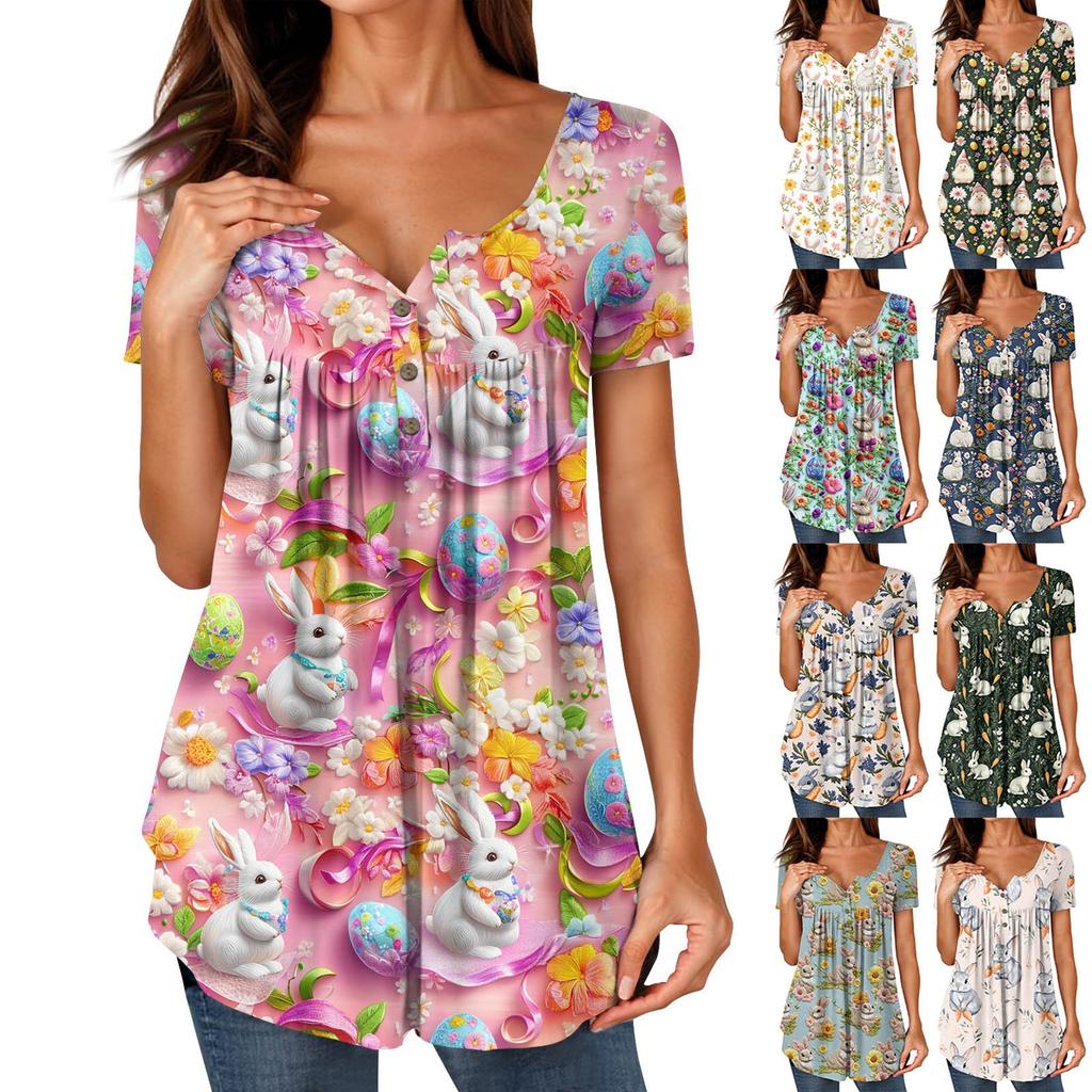 Женские туники, топы, нарядные, повседневные, летние, с принтом, рубашки с коротким рукавом, свободный крой, плиссированный топ в стиле бохо