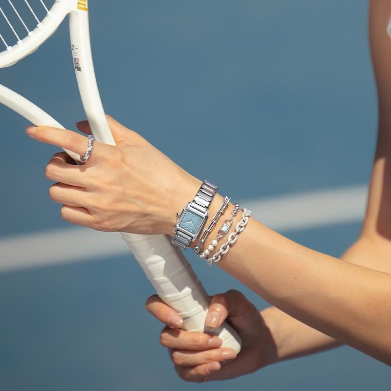 Lola Rose [Stacking] City Roaming Series White Mother-of-pearl Copper Alloy Bracelet Women’s Silver Urban Bracelet—Pearl Large
