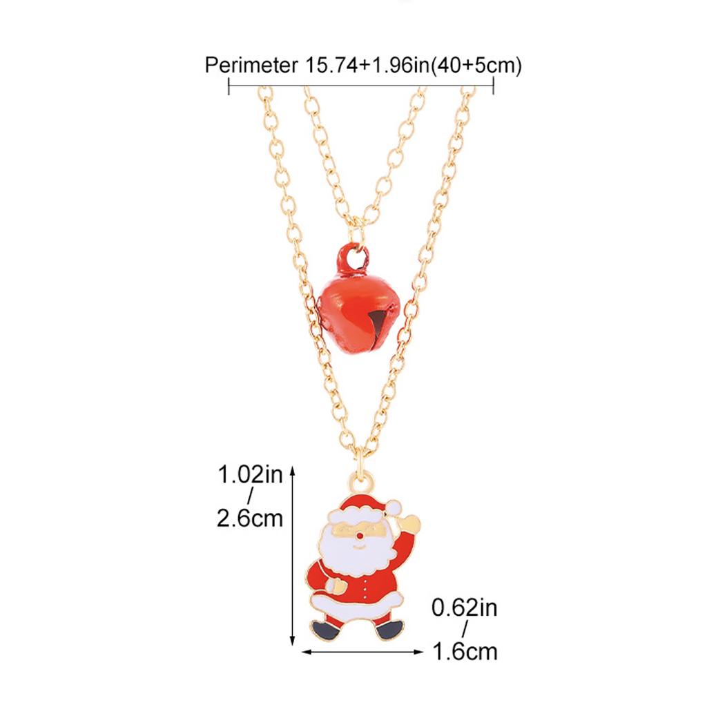 Рождественская праздничная атмосфера колокольчик Санта-Клаус рождественская елка лось двухслойное ожерелье кулон