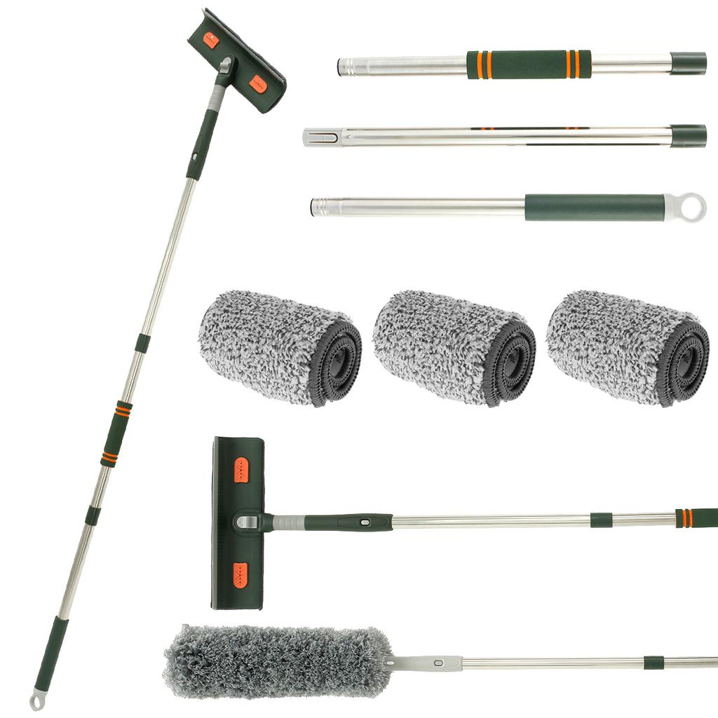 Скребок для мытья окон Скребок для душа 57/89 дюймов Телескопическое оборудование для мытья окон с головкой и чистящими инструментами Высокое окно