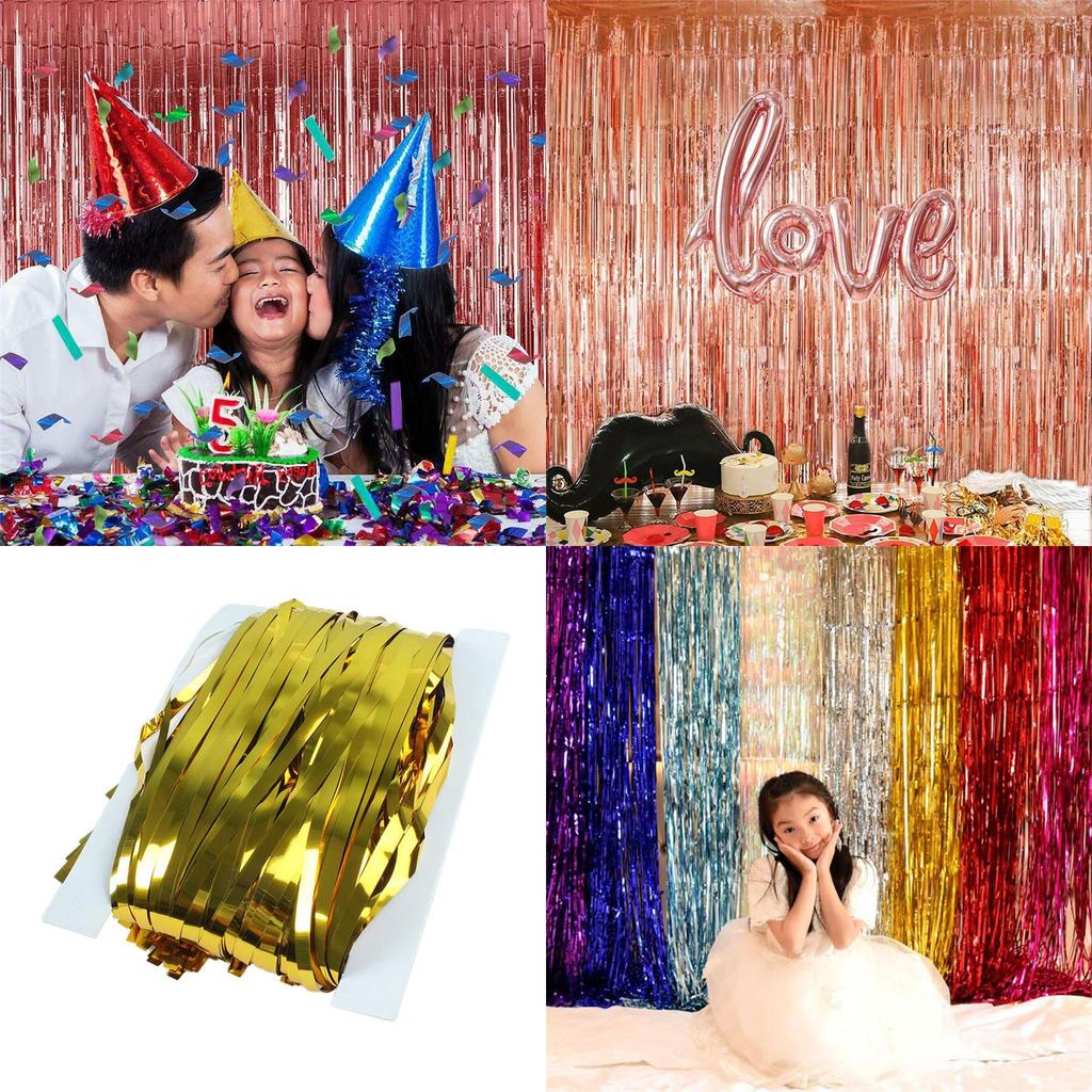 Яркие Металлические Занавесы для Вечеринки для Украшения Дня Рождения и Свадьбы