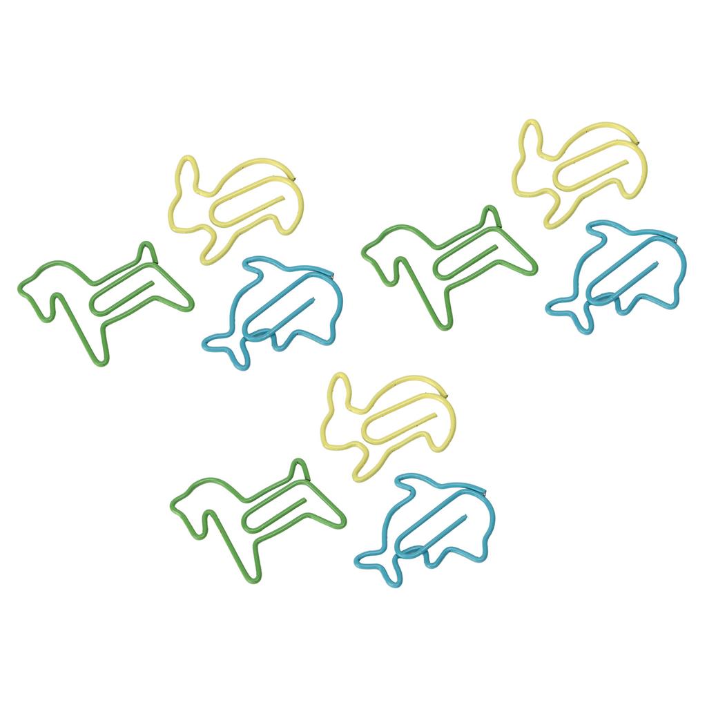 32 Box Paper Clips 3 Colors Innovative Pony Rabbit Dolphin Combo Small Metal Paperclips for
