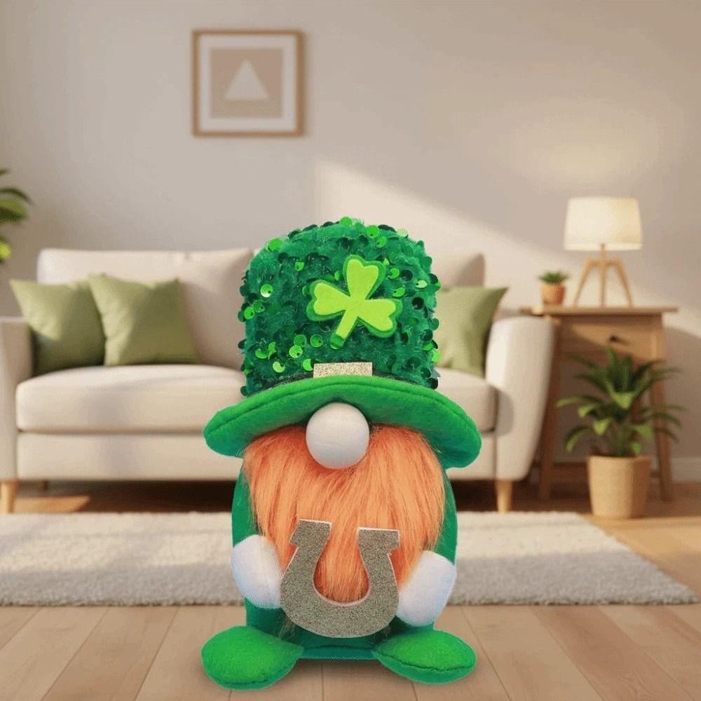 Crafts Leprechauns Doll Ornament Creative Plush Green Figurine Easter Day Ornament Shop