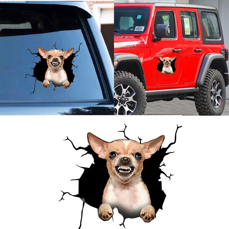 1 шт., наклейка на автомобиль чихуахуа, 3D виниловые водонепроницаемые наклейки для собак, для стены, ноутбука, окна автомобиля, бампера грузовика, холодильника