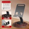 Walnut Wood Rotating Metal Phone Stand – Adjustable Desktop Holder for Streaming and Viewing
