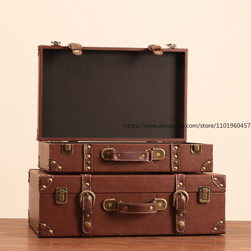 Винтажный чемодан в европейском стиле, реквизит для фотосъемки, антикварный кожаный сундук, коробка для хранения одежды, витрина модного бутика