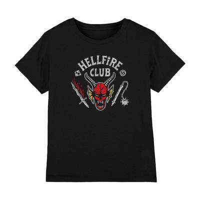Футболка для детей Stranger Things Hellfire Flames 7-13 лет, Черная