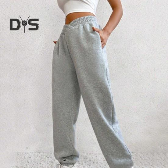 Женские спортивные штаны с высокой талией, свободные спортивные штаны с карманами, кроссоверы, спортивные штаны, удобные брюки для тренировок