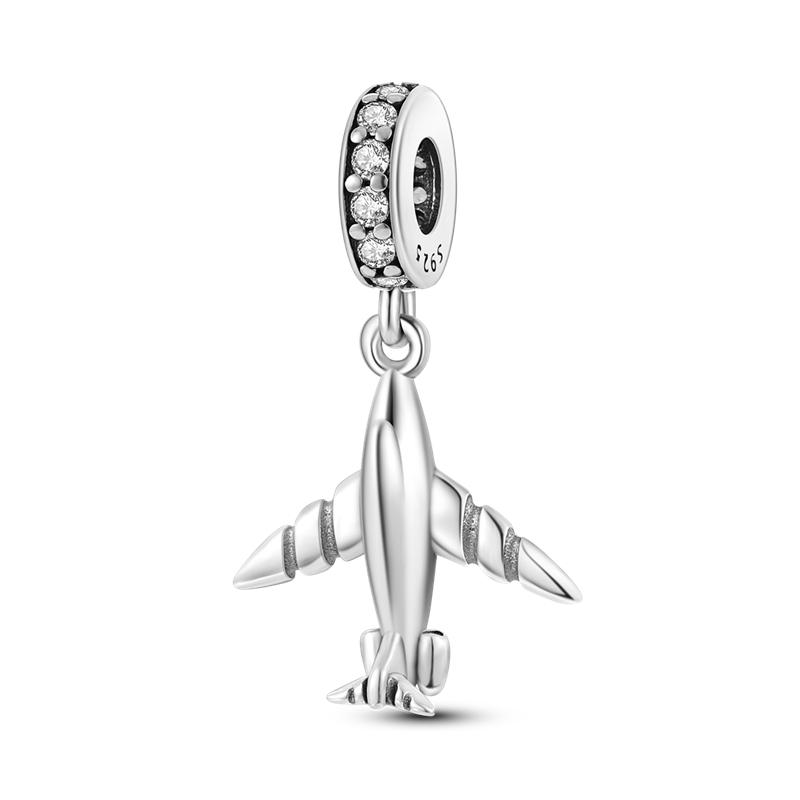Натуральная стерлингового серебра S925, подвески в виде самолета, подходят для оригинального браслета, бусины «сделай сам», для женщин, ювелирные изделия, подарок