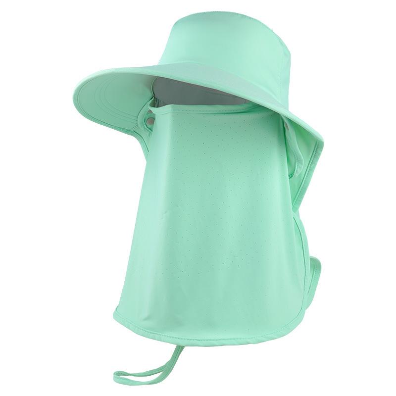 Sunscreen Hat Women's Summer UV Protection Face Protection Neck Big Eaves Removable Mask Cycling Hat Shawl Hat Shade