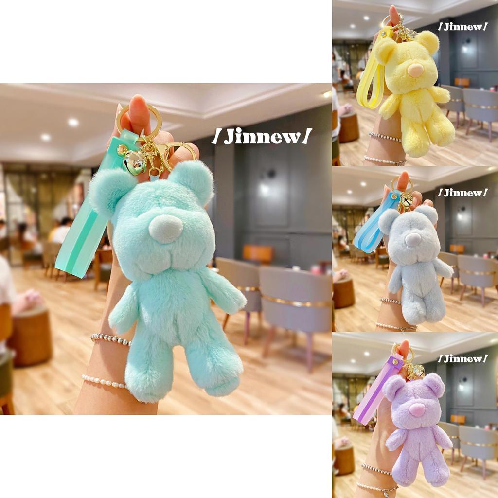 Original Simple Cartoon Bear Keychain Plush Doll Cute Candy Color Decorative Pendant