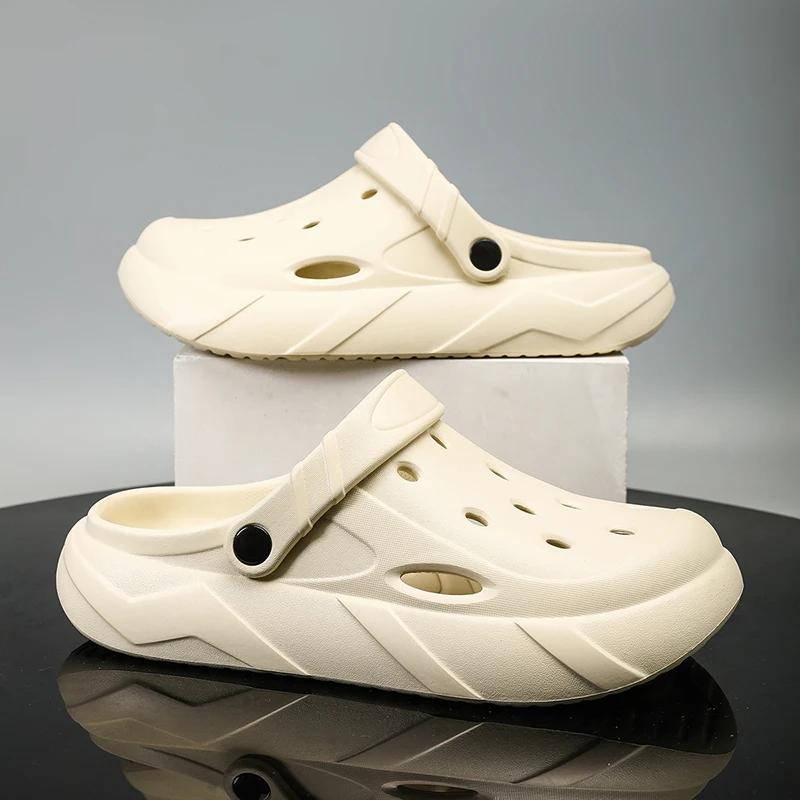 Summer Men Slipper Fashion Thick Sole Clogs Beach Clogs Indoor House Shoes Sneaker Non-slip White Sports Sandals for Men