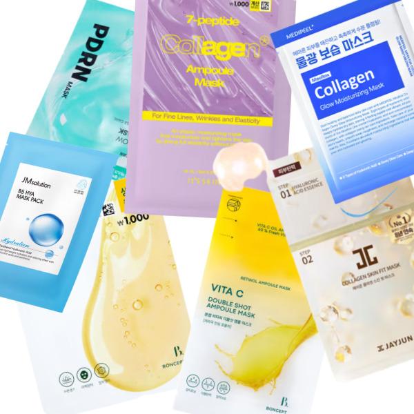 Korean Daiso Value Sheet Mask Pack Set (Random 10 sheets)