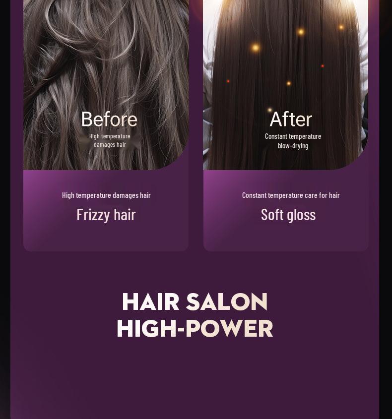High-Power Silent Hair Dryer with Constant Temperature & Negative Ions for Hair Protection