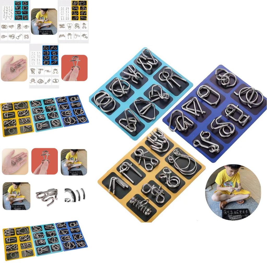 Детский набор развивающих игрушек Головоломка «Девять связанных колец», Подарок-головоломка, Полный набор разблокируемых колец, Восемь штук, Замок Лу Баня