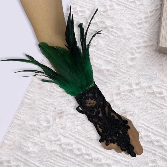 1 шт. длинные перчатки сексуальные кружевные перья дизайн элегантные готические сетчатые рукава с лентой завязываются легко носить перчатки товары для Хэллоуина