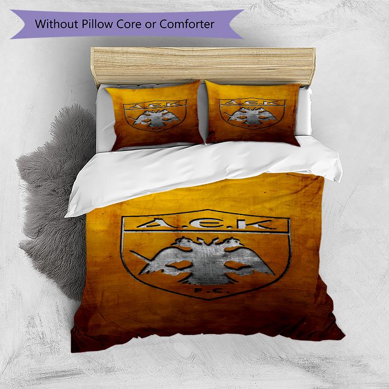 3pcs Duvet Cover Set (1*Duvet Cover + 2*Pillowcase, Without Core), AEK Athens FC Print Bedding Set, Bedroom Decor, All‑Season, Birthday Gift