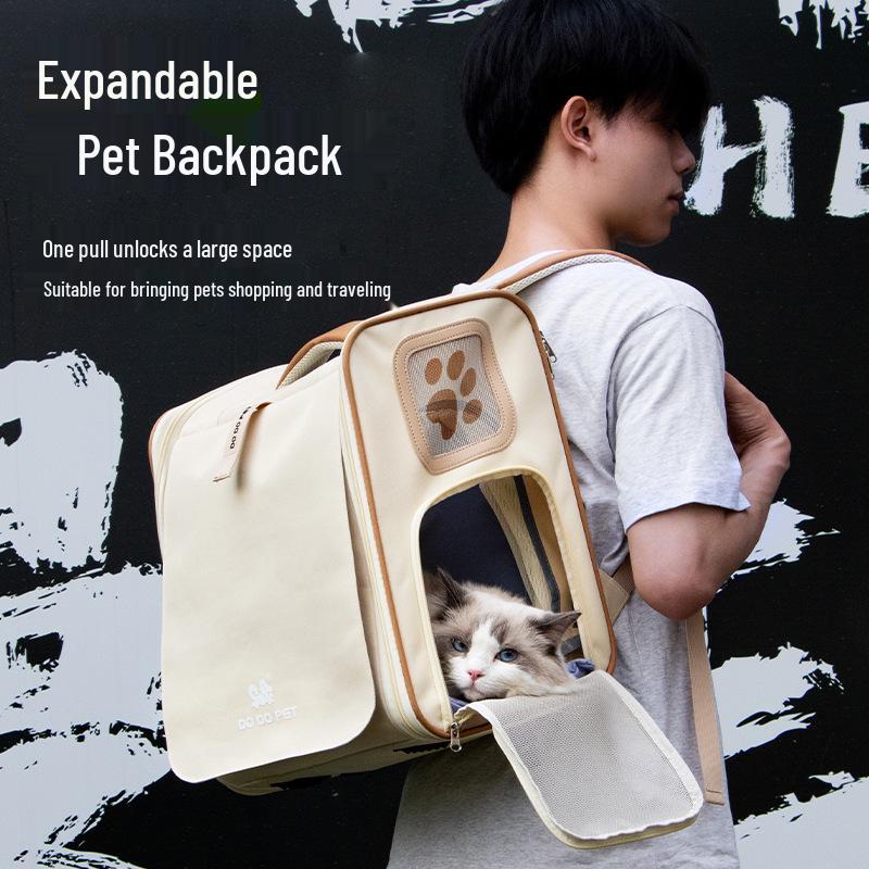 Expandable Large-Capacity Foldable Pet Backpack for Cats and Dogs