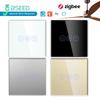 BSEED Zigbee Сенсорный выключатель для вентилятора Умный выключатель для потолочных вентиляторов Управление через приложение Tuya Smart Life Alexa Стеклянная панель Синяя подсветка Стандарт ЕС