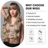 ALAN EATON Ombre Brown Blonde Парики для женщин Пепельно-русый волнистый парик с челкой Ombre Натуральный синтетический парик на каждый день Жаростойкий