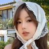 French Idyllic Headscarf White Lace Triangle Scarf Headband French Bag Head Fashion Photo Flower