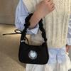 Nylon Canvas Underarm Bag Love Hobo Bag Sweet Pleated Strap Shoulder Bag  Girls